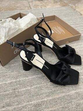 Dolce Vita Black Knotted Ankle-Strap Block Heels